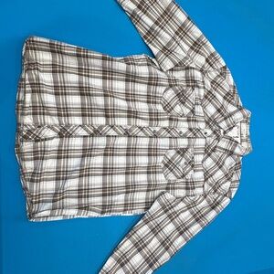 BKE men’s snap button athletic fit Shirt - Brown and White